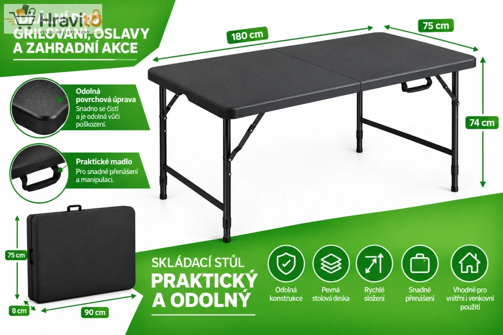 Skládací stůl 125x62 cm