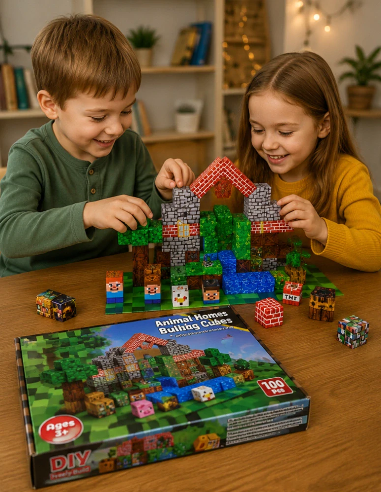 Magnetická stavebnice (100 ks) - zvířecí farma